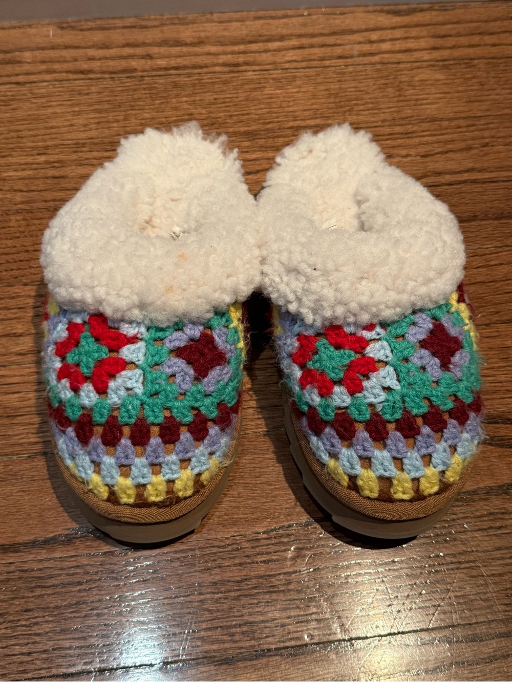 EMU Australia Crochet Slippers with Sheepskin Lining